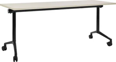 Produktbild von BELIANI Schreibtisch Heller Holzfarbton u. Schwarz 180 x 60 cm Klappbar Faltbar mit Rollen Mobil Bürotisch für Homeoffice Büro Modernes Design