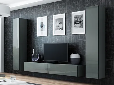 Immagine prodotto di Parete attrezzata per soggiorno ASHTON 4 - grigio / grigio lucido
