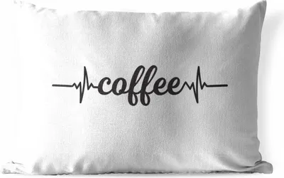 Produktbild von MuchoWow® Outdoor Kissen - Kaffee - Sprichwörter - Zitate - Kaffee - 50x30 cm - Wetterfest - Lounge Kissen - Sofa kissen - Wohnzimmer Dekoration