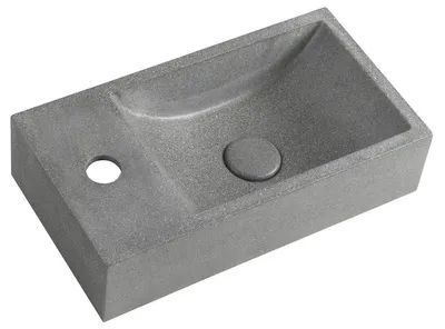 Produktbild von CREST L Betonwaschbecken mit Auslauf, 40x22 cm, schwarzer Granit