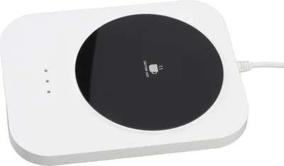 Imagen del producto de Calentador inteligente para bebidas de 55°C, mantiene la temperatura constante, con alimentación USB. Taza eléctrica para calentar café, ideal para escritorio, 9V, color blanco