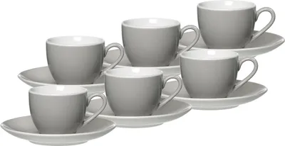 Produktbild von Ritzenhoff & Breker DOPPIO Espressotasse mit Untertasse 80 ml 6er Set grau