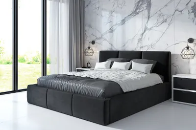Produktbild von Polsterbett VEROM 160 x 200  plus Matratze und Bettkasten. Möbel vom Hersteller- Handarbeit! Bett Komplett-Set mit Matratze,Bettkasten, Lattenrost & Kopfteil. Modern und robust. Elegantes Bett mit massives Kopfteil und kristallähnlichen Knöpfen.
