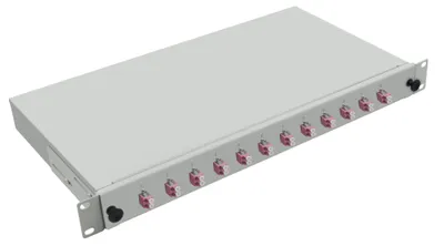 Produktbild von helos LWL 19" Breakoutbox mit 12x LC Duplex Kupplungen OM4, grau