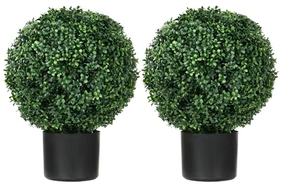Image de Buxus artificiel - Plante sphérique - 52 x 40 cm - Pour intérieur - Vert
