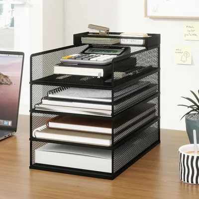 Produktbild von Briefablage 4 Ebenen, schwarz, Dokumentenorganizer für Büro
