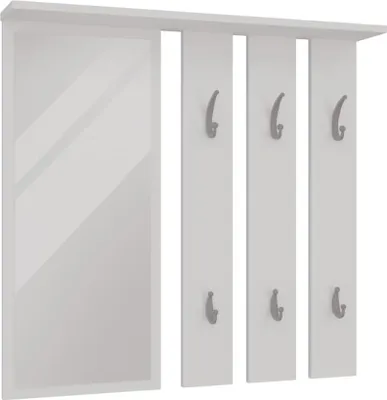 Produktbild von BDW, Wandgarderobe Modern mit Spiegel und Ablage, Weiß Opal, 15x85x82cm