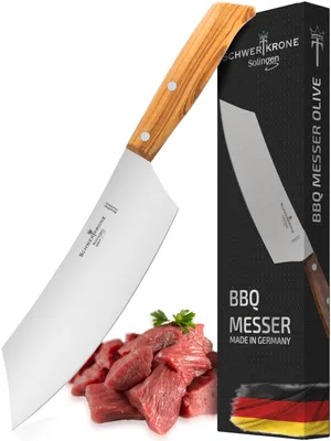 Grillmesser BBQ, 22 cm Klinge, Edelstahl, Olivenholzgriff