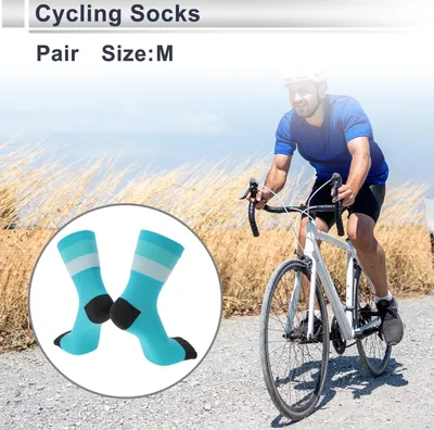 Produktbild von Fahrradsocken Schwei?absorbierend Outdoor Fahrradsocken Hellblau Schwarz Gr??e M Neutral und Universal 1 Paar