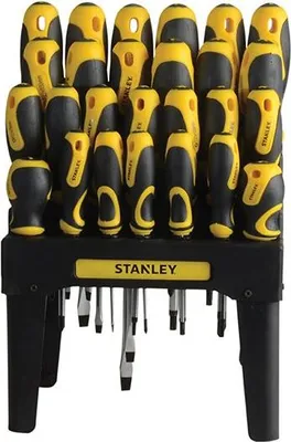 Produktbild von Stanley Tools - 062142 Schraubendrehersatz im Rack 26 Stück SL / PH / PZ / TX