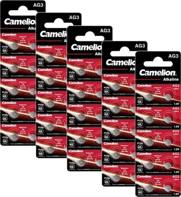 Produktbild von 50 Stück Camelion Knopfzelle, Uhren-Batterie LR41 AG3 (5x 10er Blister)