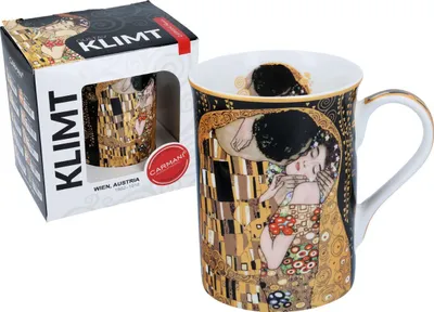 Imagen del producto de Taza clásica - G. Klimt, El Beso (fondo negro, CARMANI)
