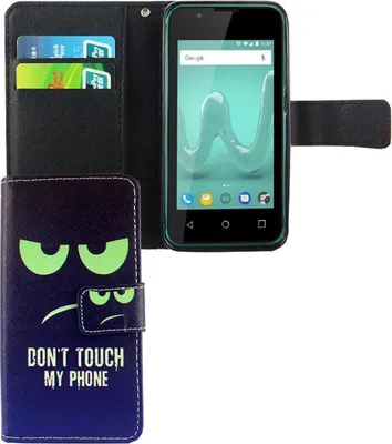 Produktbild von Handyhülle Tasche für Wiko Sunny 2 Dont Touch My Phone Blau / Grün