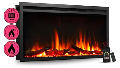 Immagine prodotto di Camino elettrico da incasso BALDERIA Atalanta 33 – Potenza termica fino a 1500 W, nero