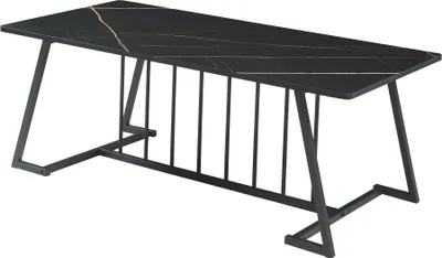 Produktbild von Couchtisch 'Nospoo' Wohnzimmertisch mit Metallgestell 120 x 60 x 46 cm Marmoroptik, schwarz