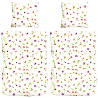 Immagine prodotto di 4 copripiumini in microfibra con motivo floreale, set per letto, lenzuola, 135x200 cm