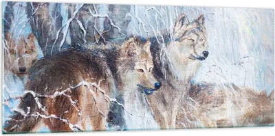 Produktbild von Bilder auf glas - Wolf Tier Wald - 120x50cm - Glasbilder - Wandbilder - Kunstdruck - zum Aufhängen bereit - Wanddekoration aus Glas - Glas Bilder - Wandbild auf Glas - Einteilig - GAB120x50-3770