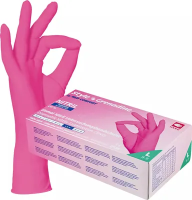 Produktbild von Nitrilhandschuhe, magenta, pink, Größe M, puderfrei, Style Grenadine by Med-Comfort