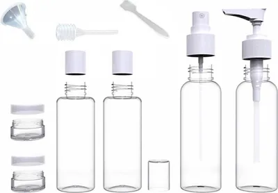 Immagine prodotto di APT AG623 Set di flaconi e vasetti per cosmetici in plastica, 9 pezzi
