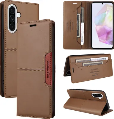 Produktbild von Handyhülle für Samsung Galaxy A57 Hülle, Leder Flip Wallet Kartenfach Stand Schutzhülle Braun