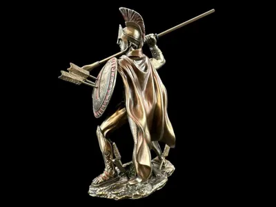 Obrázok produktu pre Leonidas – kráľ zo Sparty – dekoratívna soška z bronzovej farby, ručne maľovaná, 10,5 cm × 9 cm × 16 cm, model WU78107A4