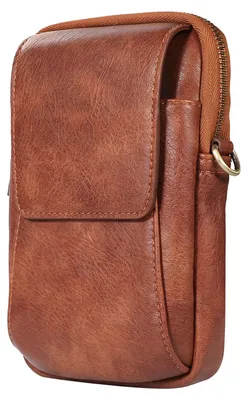Image de Avizar, pochette pour smartphone en simili cuir avec bandoulière amovible, couleur marron