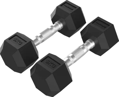 Immagine prodotto di Tunturi Platinum Hexa Manubri Set - Gomma - 2x 5kg - Nero