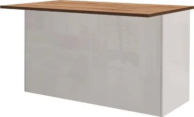 Produktbild von Kücheninsel Patrizio, Beistelltisch, 3-türiger Küchenschrank, 100 %  Italy, 155 x 90 x 90 cm, glänzendes Weiß und Eiche