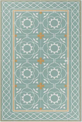 Produktbild von Vintage Symmetrie dekorative Fliesen – Vinyl Fußmatte – 60x90 cm – Rutschfest, Pflegeleicht & Langlebig