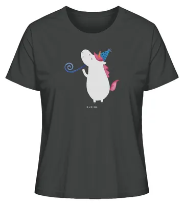 Produktbild von Mr. & Mrs. Panda damen shirt Einhorn Party Größe XL - Anthrazit - Geschenk, Geburtstag, Club, Alkohol, Damenshirt, Basic, Unicorn, Einhörner, Baumwoll T-Shirt, Oberteil