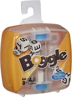 The image shows the packaging of the Boggle board game.