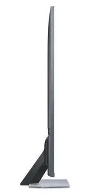 Side view of a modern television set on its stand.