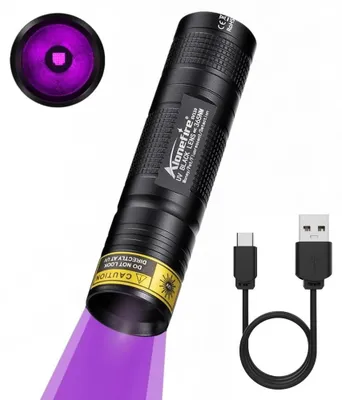 Immagine prodotto di Torcia UV da 365 nm, 3 W, ricaricabile tramite USB, mini luce nera per la rilevazione