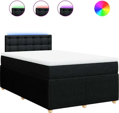 Image de vidaXL Lit boxspring avec matelas noir 120x190 cm Tissu
