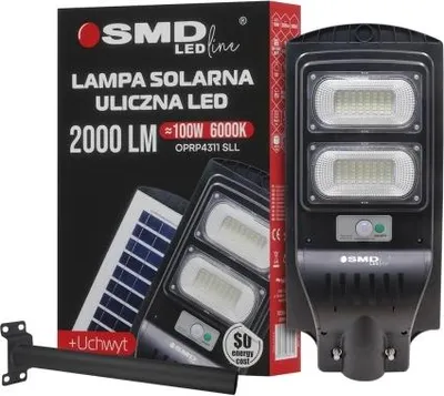 Obrázok produktu pre SOLÁRNA LED ULICNÁ LAMPY 100 W, 10 Ah, 6000 K, 2000 lm + DRŽIAK – E+29-4311SLL