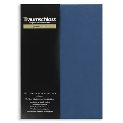 Produktbild von Traumschloss Premium Edel-Jersey Spannbettlaken 90-120 x 200-220 cm marine 165g/m², 95% gekämmte Mako Baumwolle, 5% Elasthan