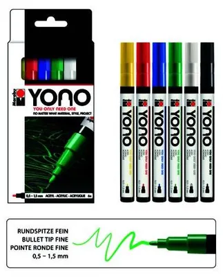 Productafbeelding van Marabu1240000003999 Marabu Acrylmarker "YONO", 0,5 - 1,5 mm, set van 6 stuks