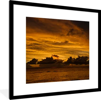 Produktbild von MuchoWow® MuchoWow® Gerahmtes Poster Luftaufnahme des Sonnenuntergangs auf der Isla Mujeres 40x40 cm - Poster mit zchwarzem Bilderrahmen - Poster - Plakat im Rahmen