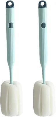 Imagen del producto de Cepillo para biberones, color azul, de 2 piezas, con esponja.