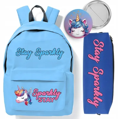Image de Funandstyle Set Scolaire Sac à dos bleu, Trousse marine