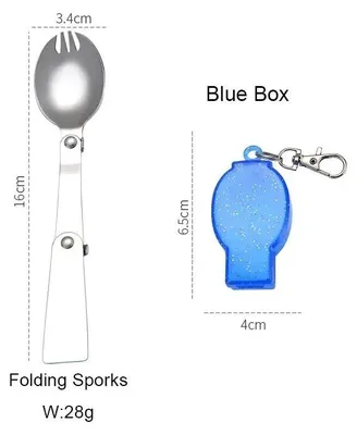 Produktbild von Campingbesteck Reisebesteck Edelstahl faltbar Gabel Messer Löffel Outdoor 16cm
