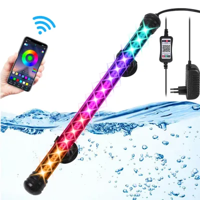 Produktbild von 28cm Aquarium LED Lampe IP68 Wasserdicht 4W 15LEDs RGB Beleuchtung Aquarium Licht mit APP Fernbedienung Aquarienpflanzen Licht DIY Aquarienbeleuchtung