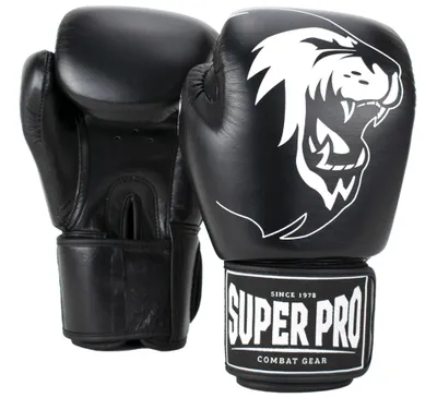 Zdjęcie produktu dla Rękawice bokserskie Super Pro "Warrior", 10 uncji, czarno-białe