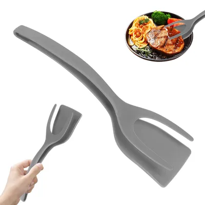 Produktbild von Silikon-Pfannenwender 2-in-1: Spatel und Zange für Eier und Fleisch