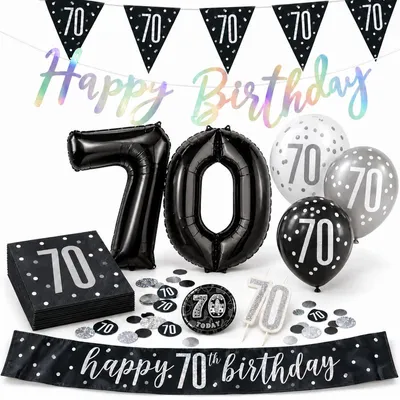 Produktbild von 70. Geburtstag Partyset Deko schwarz silber Party Dekoration Set Mann Geburtstagsdeko