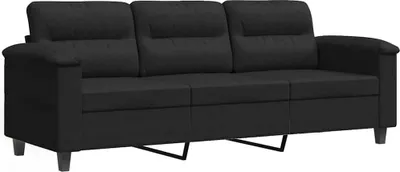 Produktbild von vidaXL 3-Sitzer-Sofa Schwarz 180 cm Mikrofasergewebe
