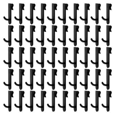 Produktbild von Gitterwandhaken 50 Stück aus robustem ABS-Kunststoff in Schwarz 65X17X4mm für die Aufbewahrung von Küchenutensilien und in der Garage mit einfacher Montage