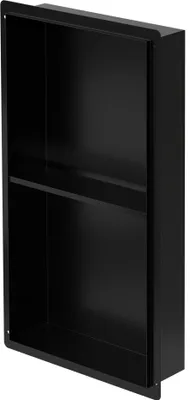 Produktbild von LuxeBath Wandnische Doppel aus Edelstahl, 30x60x10 cm, Schwarz, Befliesbare Nische für Badutensilien, Duschablage, Duschregal