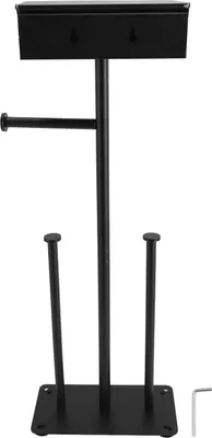 Produktbild von Freistehender Toilettenpapierhalter, Ständer, Edelstahl, rutschfeste Saugnäpfe, stehende Rolle, Schwarz