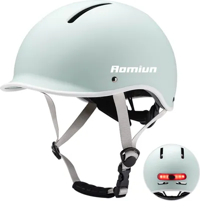 Obrázok produktu pre Cyklistická prilba so svetlom Vonkajšie mužské dámske bicyklové prilby na nočnú jazdu so zabudovanou batériou 400mah Scooter Helmet Green L 59-61CM